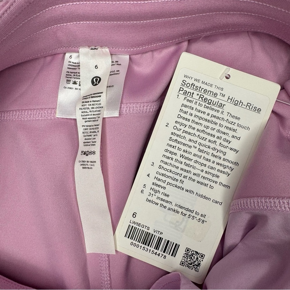 Lululemon Softstreme High Rise Pant Vita Pink Straight Leg Sweatpant Size 6 NWT - Picture 10 of 11